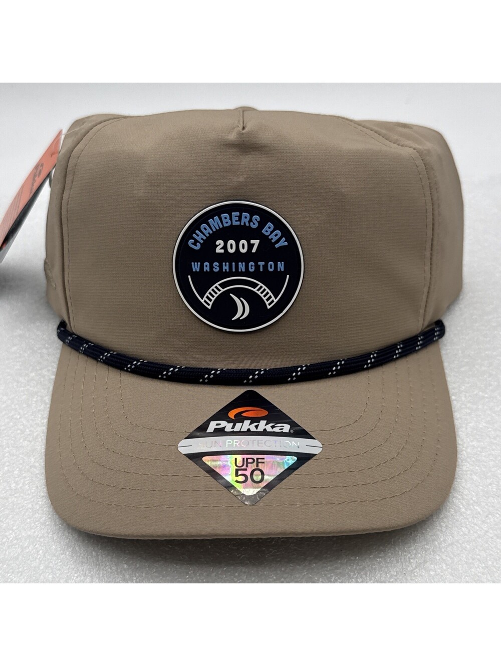 NWT Pukka Khaki Beige Chambers Bay Washington Golf Course 2007 Cap Hat UPF50